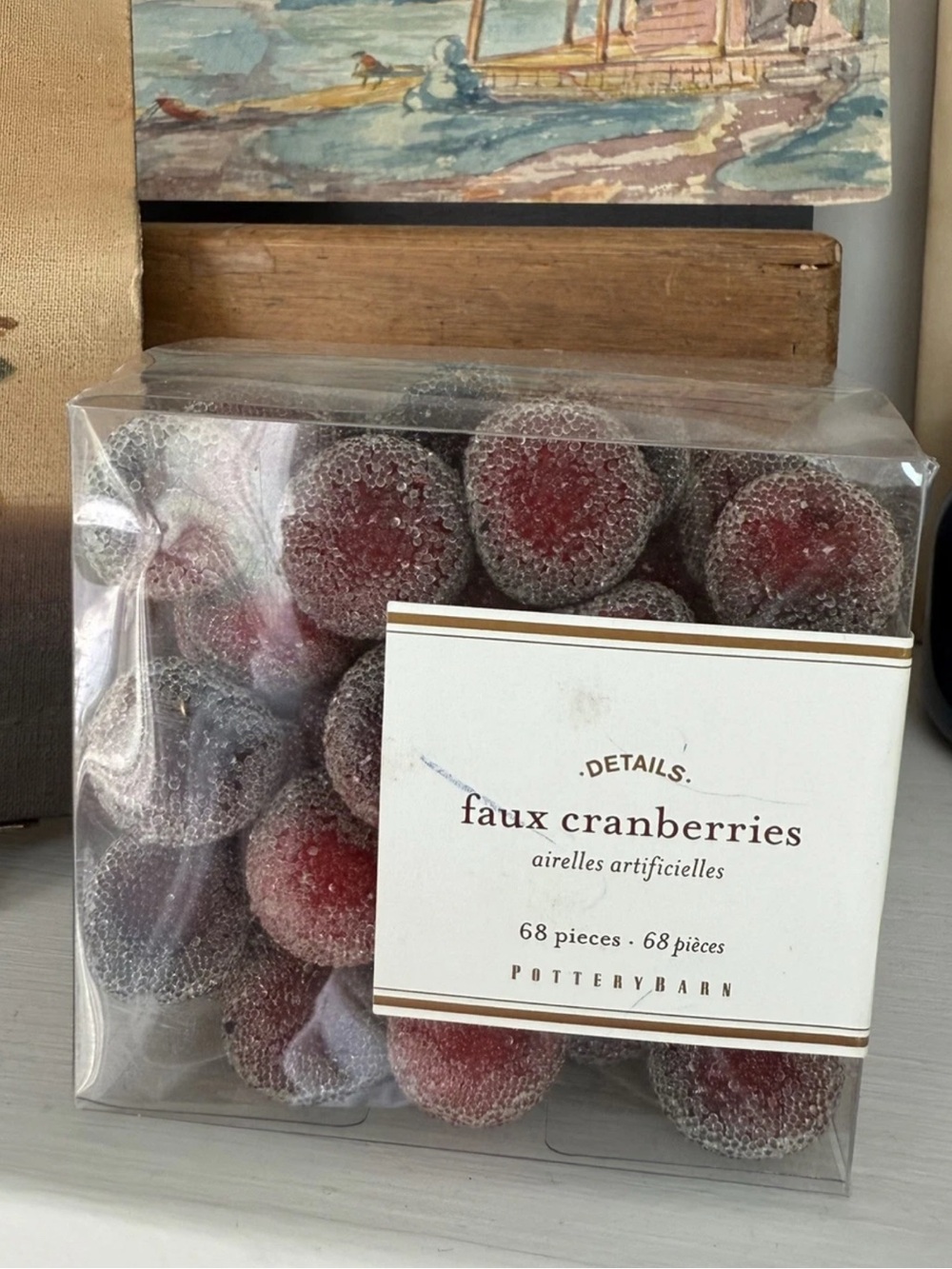 Pottery Barn Faux Sugared Cranberries Vase Filler 68 Pieces Christmas Holiday